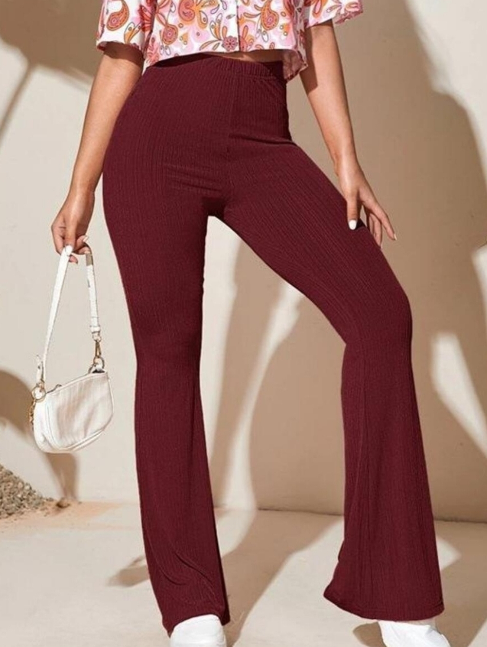 Comfort Curve Flare Active Pants - Burgundy - Picture 3 of 7